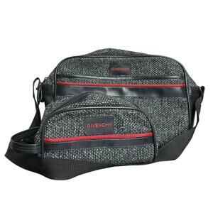 Vintage Designer Givenchy 90s Preppy Tweed Travel Carry-On Bag Toiletry Set -EUC